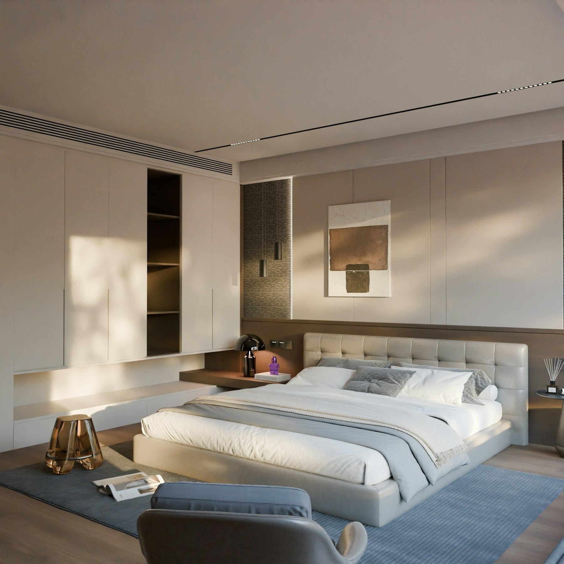 Minimalist modern bedroom interior