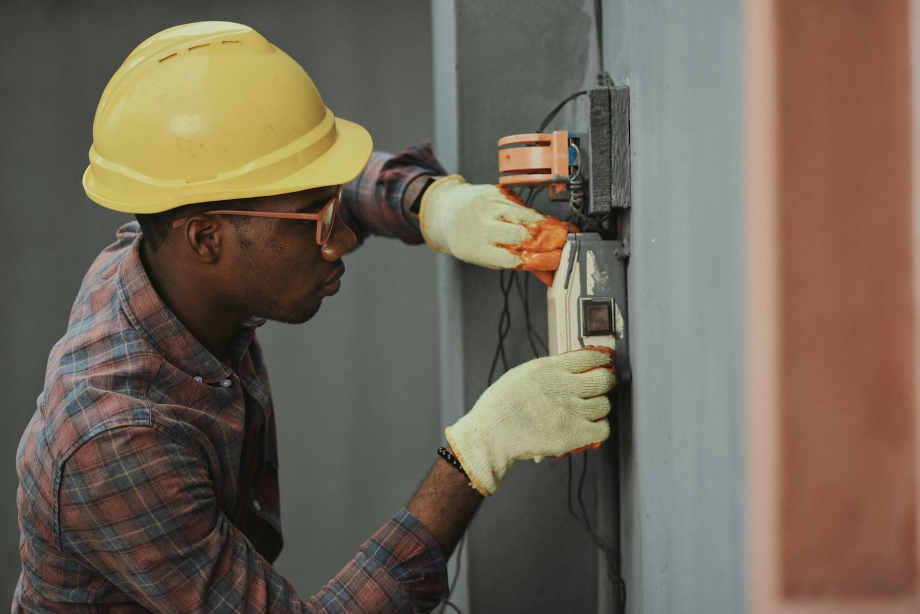 Electrician installing home wiring